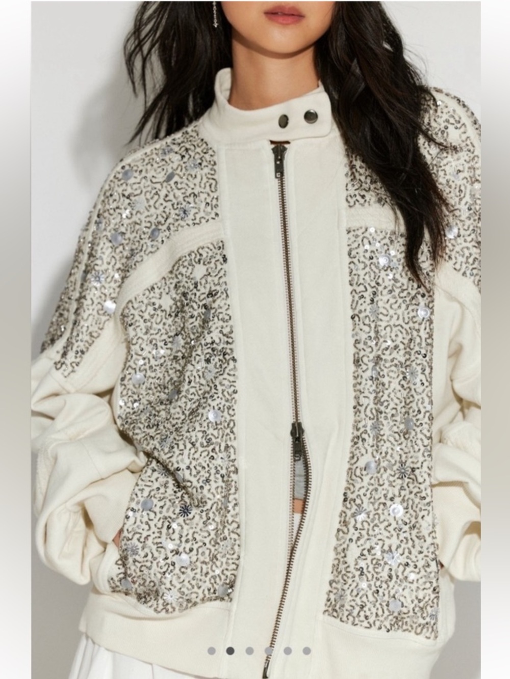 Free People Sparkle Sweatshirt Jacket - Size XS